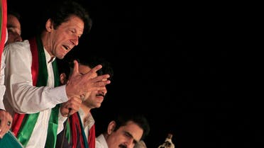 Imran Khan, chairman of the opposition Pakistan Tehreek-e-Insaf (PTI) political party, addresses to his supporters during what has been dubbed a freedom march in Islamabad September 26, 2014.  (Reuters)