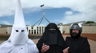 KKK outfit worn in anti-niqab Australia protest 