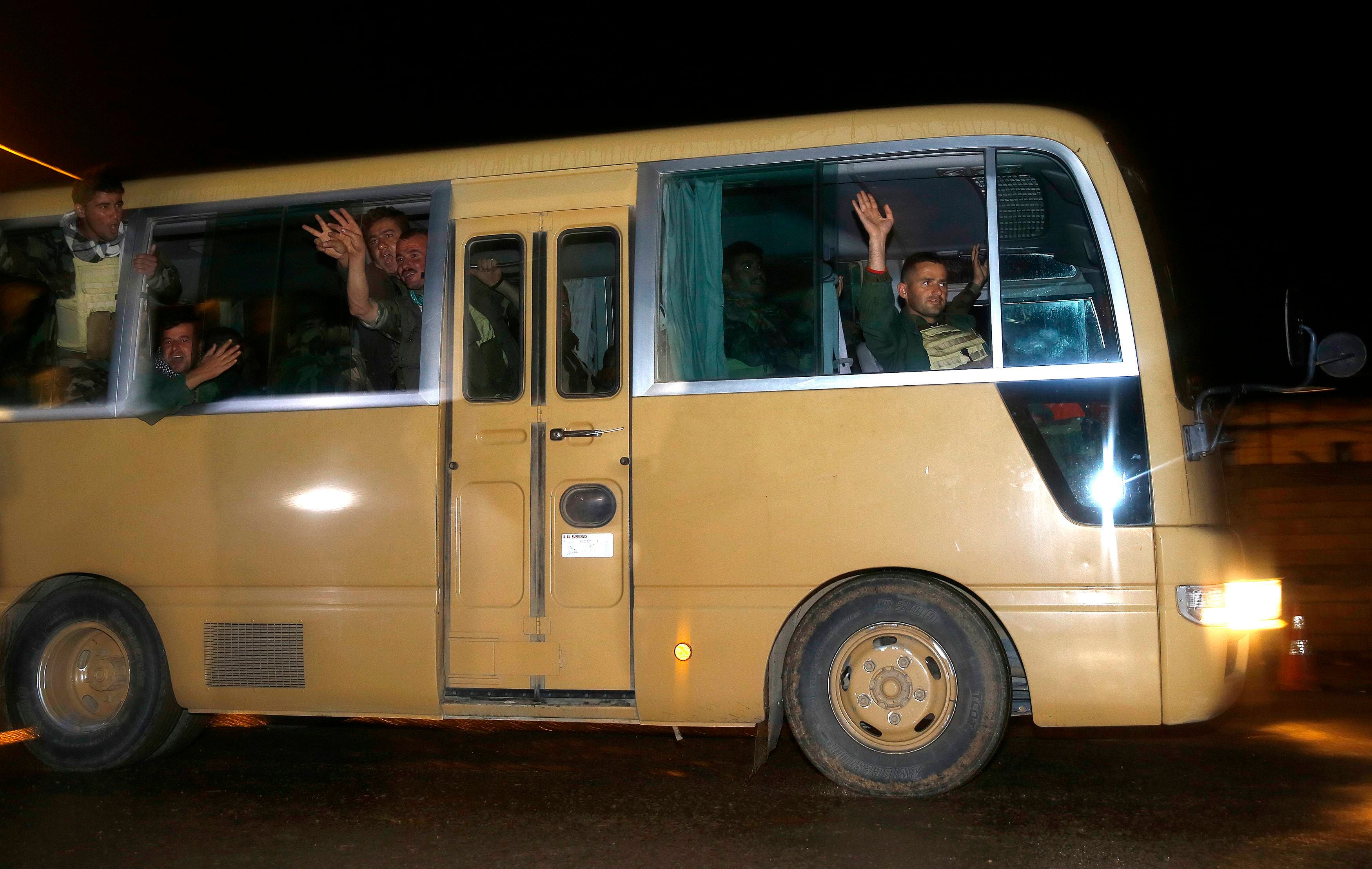 Kurdish Peshmerga en route to Kobane