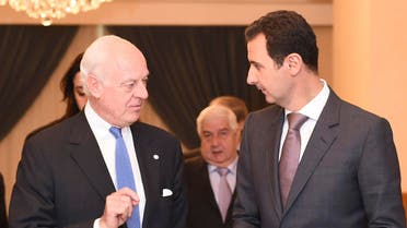 بشار الأسد مع  و ستافان دي ميستورا