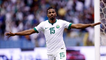 Saudi Arabia's Nasser Al-Shamrani celebrates after scoring a goal against UAE during their Gulf Cup semi-final soccer match in Riyadh November 23, 2014.  (Reuters)