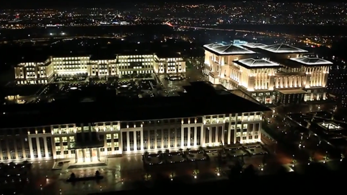 The ornate palace (pictured) reportedly cost more than $350 million, much to the dismay of both opposition figures and ecologists. (Screengrab)