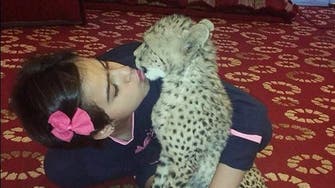 Saudi girl refuses to sleep without pet cheetah