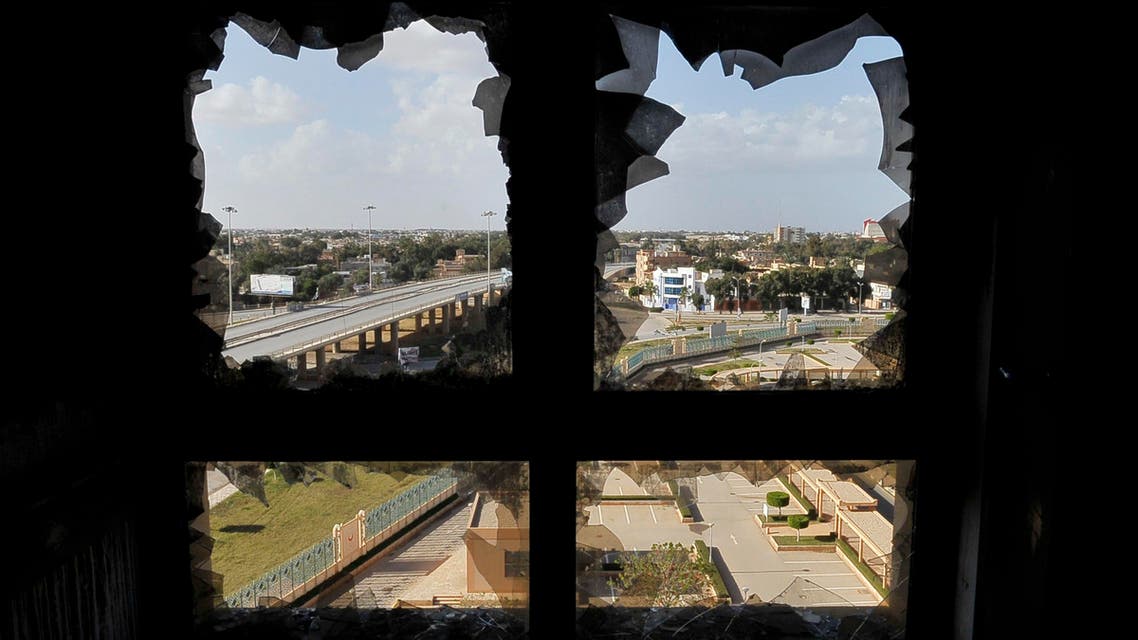 A broken window of the Benghazi Medical Center is seen after a shell hit the sixth floor causing a fire in part of the building. (File photo: Reuters)