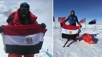 Adventurer raises Egyptian flag at South Pole