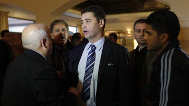  FIFA's senior development manager for Asia, David Borja arrives at his hotel on January 5, 2014 in Gaza City.  AFP 