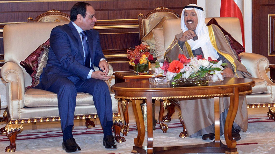 الشيخ صباح الأحمد الصباح خلال استقباله الرئيس عبدالفتاح السيسي