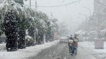 syria huda snow storm AFP