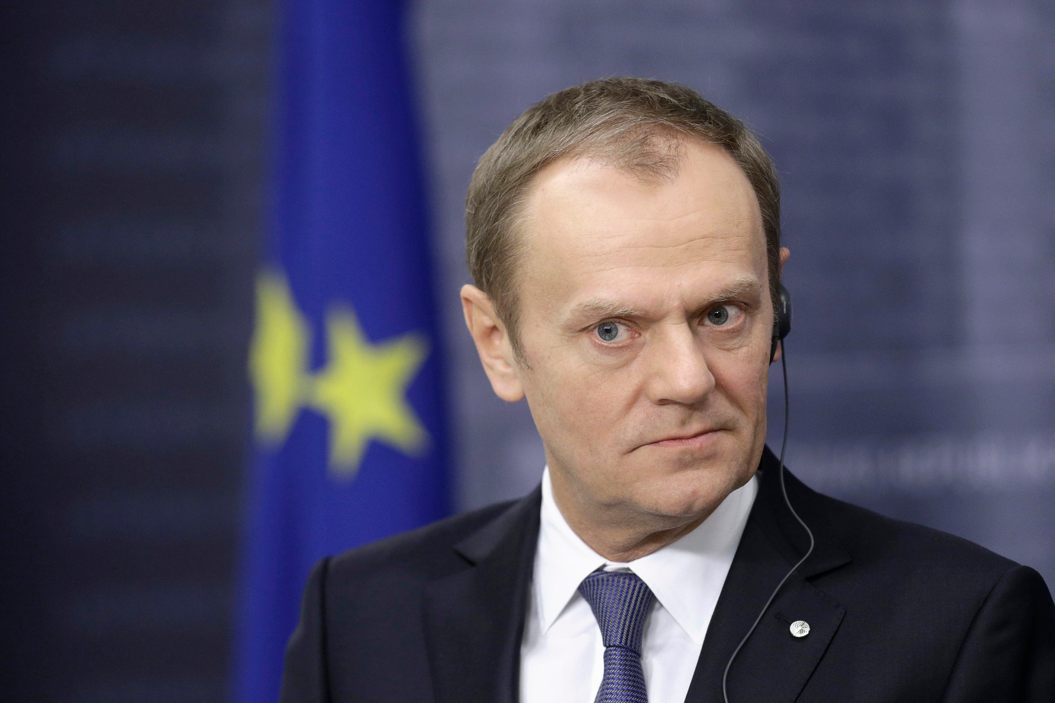 European Council President Donald Tusk listens during a news conference in Riga January 9, 2015. (Reuters)
