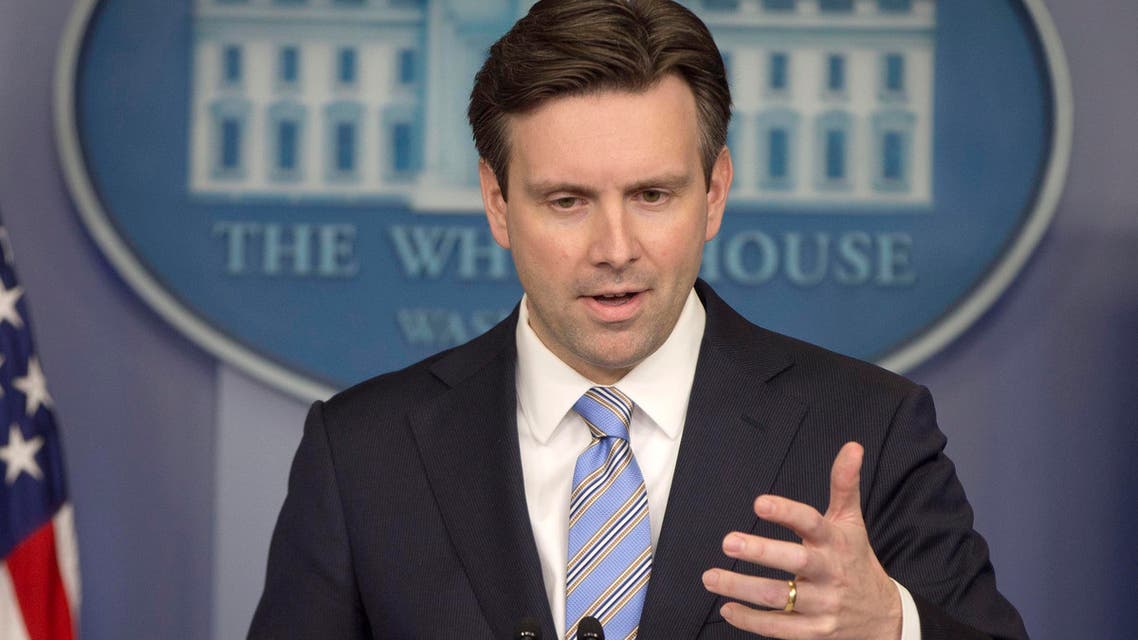 White House press secretary Josh Earnest speaks to the media during the daily briefing in the Brady Press Briefing Room of the White House, Monday, Jan. 12, 2015. (AP)