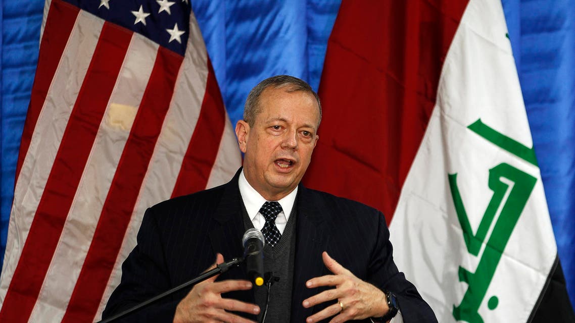 Retired U.S. General John Allen, special envoy for building the coalition against Islamic State, speaks to the media during a news conference at the U.S. embassy in Baghdad January 14, 2015. Reuters