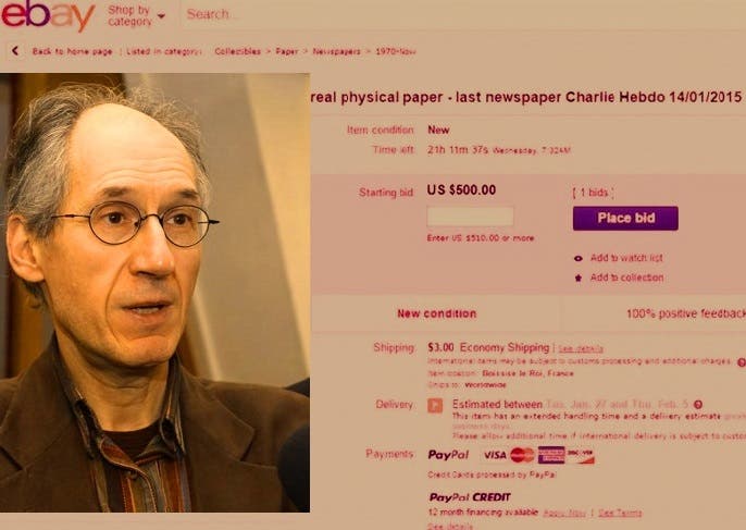 ناشر المجلة جيرارد بريارد، والتنافس في مزاد ايباي قفز بسعر النسخة من 500 أمس إلى 600 دولار