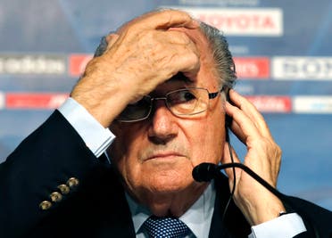 Blatter gestures during during a press conference. (File photo AP)