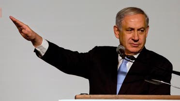 Israeli Prime Minister Benjamin Netanyahu gestures as he speak during a conference with Japan's Prime Minister Shinzo Abe in Jerusalem, Sunday, Jan. 18, 2015. Abe is on his six-day visit to the Middle East. (AP Photo/Sebastian Scheiner)