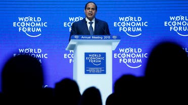 Egyptian President Abdel Fattah al-Sisi makes a speech during the Egypt in the World event in the Swiss mountain resort of Davos Jan. 22, 2015. (Reuters)