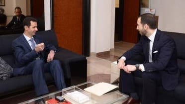Jonathan Tepperman (R) interviews President Bashar al-Assad. (Photo courtesy: Media and Communications Office, Presidency of Syria)