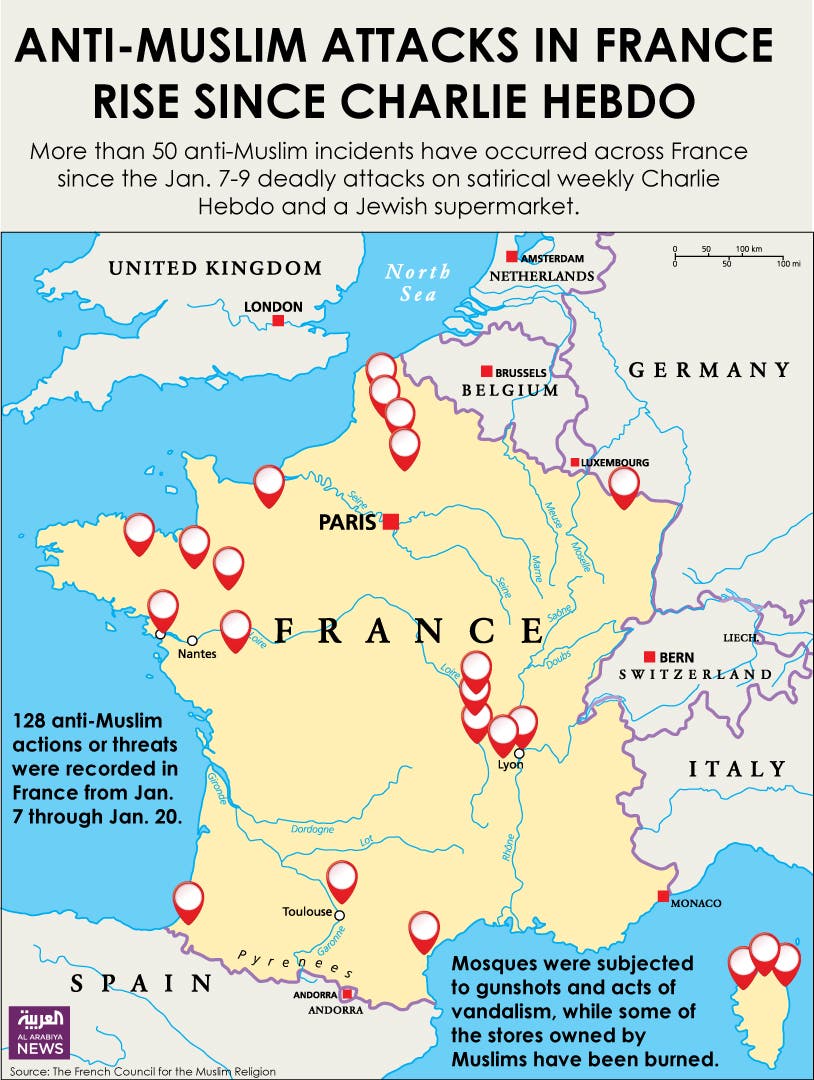 Infographic: Anti-Muslim attacks in France rise since Charlie Hebdo