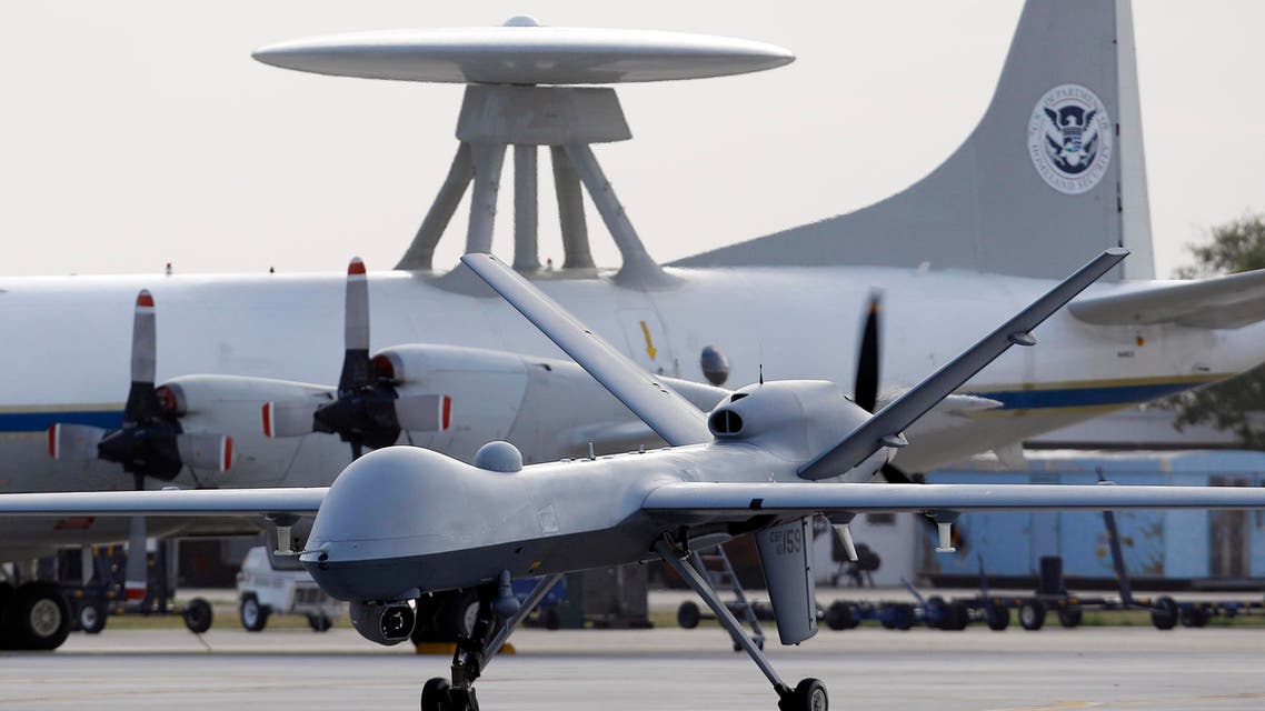 a Predator B unmanned aircraft taxis at the Naval Air Station in Corpus Christi, Texas. (AP)