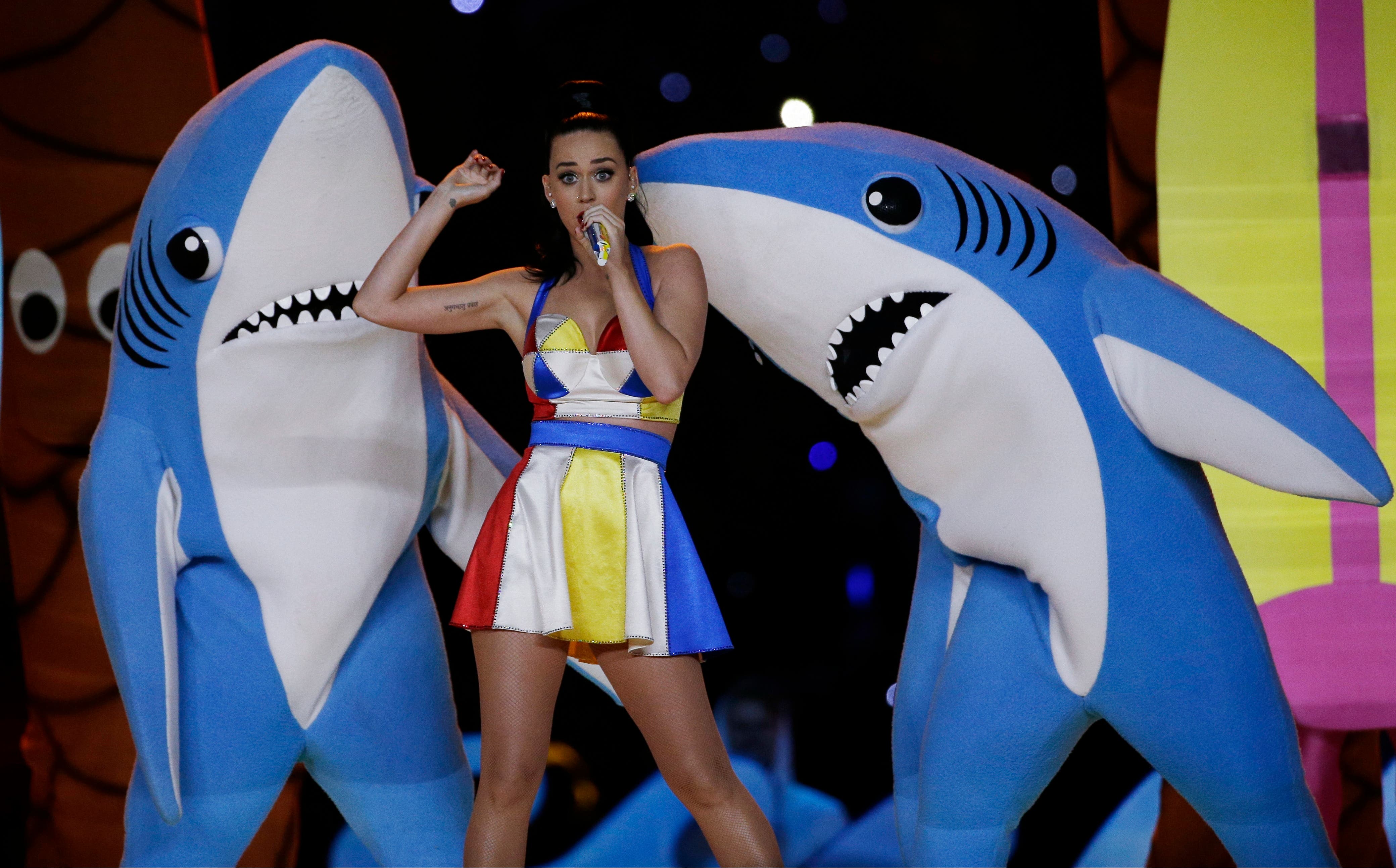 Singer Katy Perry performs during halftime of NFL Super Bowl XLIX football game between the Seattle Seahawks and the New England Patriots Sunday, Feb. 1, 2015, in Glendale, Ariz. (Reuters)
