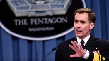 Pentagon press secretary Navy Rear Adm. John Kirby speaks during a briefing at the Pentagon, Tuesday, Sept. 2, 2014. AP