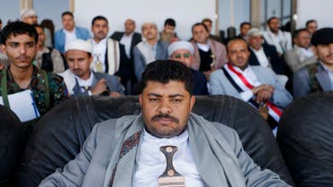 Mohammed Houthi, a top official in the Houthi group's military wing, attends a Houthi rally at the main stadium in Sanaa, February 7, 2015. (Reuters)