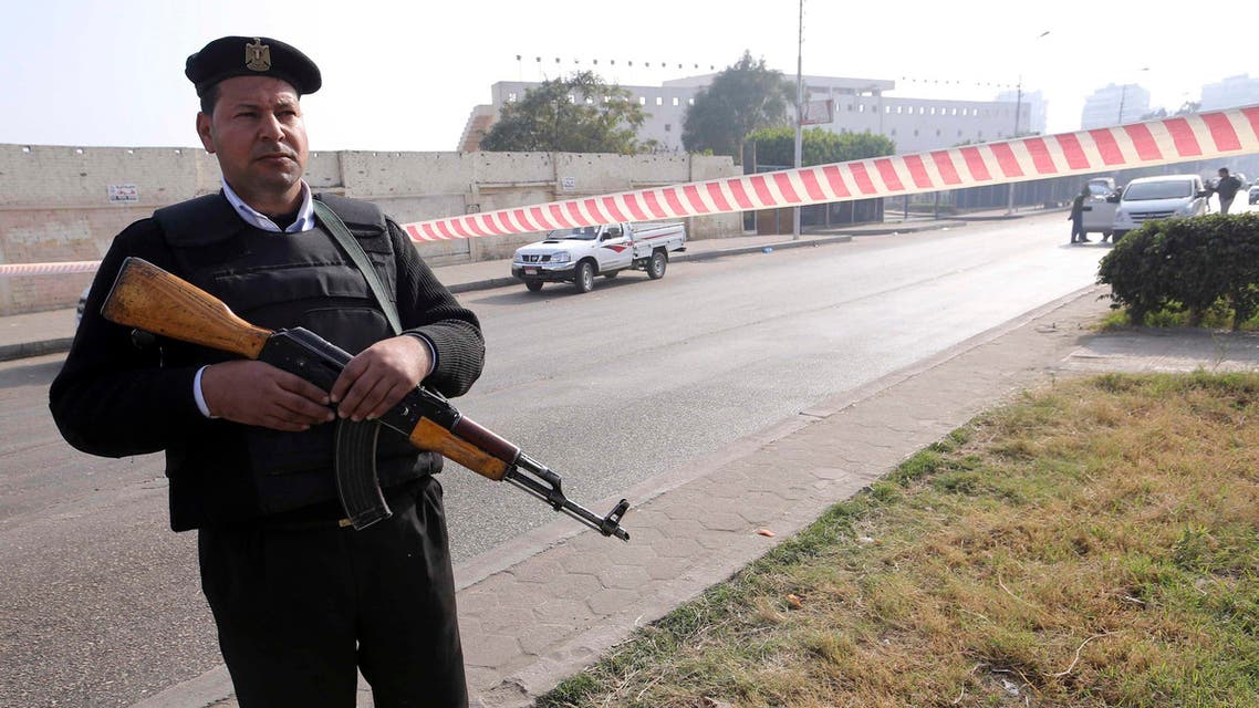 A member of the Egyptian security services guards the site of a bomb blast near the Alf Maskan district of Cairo, January 25, 2015. (File photo: Reuters)