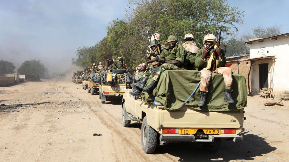 A file photo taken on February 4, 2015 shows Chadian soldiers patrolling in the Nigerian border town of Gamboru after taking control of the city. (File photo: AFP)
