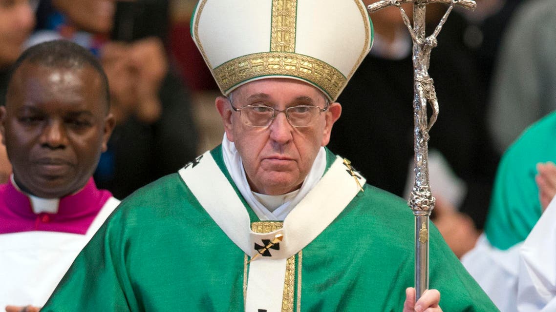 Pope Francis leaves after celebrating a Mass for newly-elected cardinals, in St. Peter's Basilica at the Vatican, Sunday, Feb. 15, 2015. (AP)