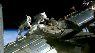 Astronauts replace old batteries in first of five spacewalks