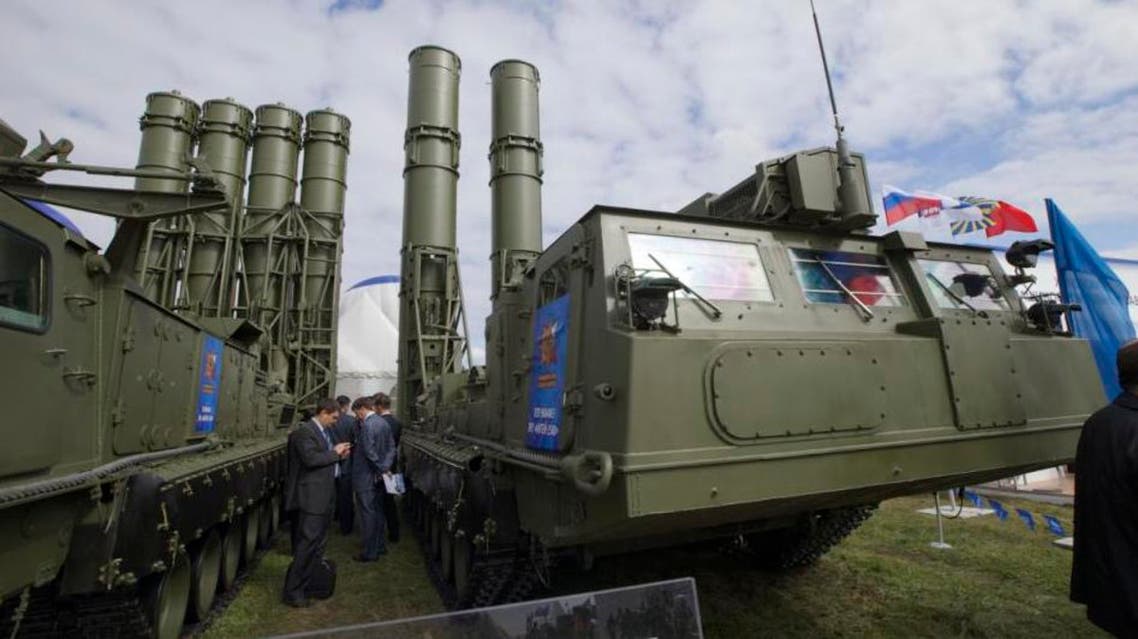 Russian air defense missile systems are displayed at the opening of the MAKS Air Show in Zhukovsky outside Moscow. (AP)