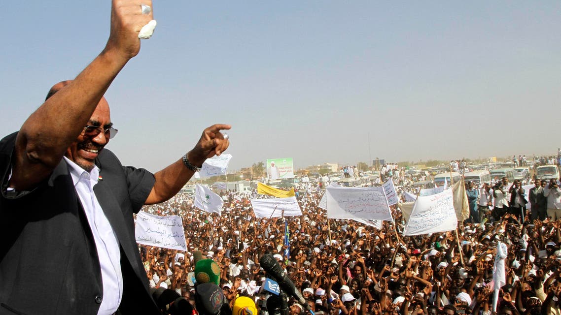 Sudanese President and National Congress Party (NCP) candidate Omar Hassan al-Bashir waves to supporters at the start of his election campaign ahead of the 2015 presidential elections in Madani, the capital of Jazeera state February 26, 2015. (Reuters)