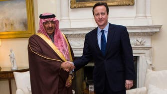 Saudi Deputy Crown Prince holds talks with David Cameron in UK