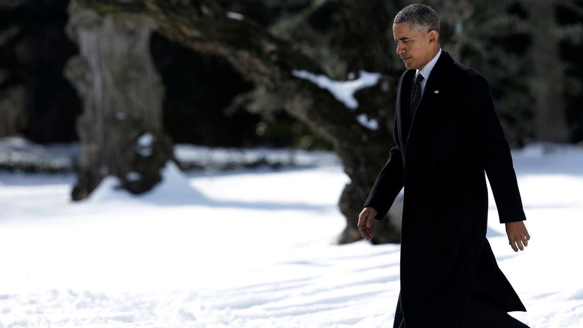 United States President Barack Obama departs the White House in Washington, for a day trip to Chicago, February 19, 2015. (Reuters)