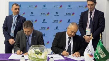   Saudi Telecom Company and Ericsson executives at the agreement signing ceremony. (Arab News)