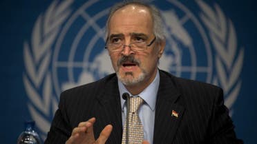 Syrian Ambassador to the United Nations, Bashar Ja'afari, speaks during a press conference during the Syrian peace talks in Montreux, Switzerland, Jan. 22, 2014. (AP)
