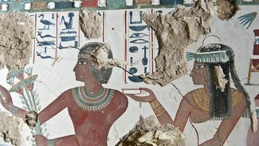 A fresco inside a tomb belonging to Sa-Mut that was discovered by the American Research Center's (ARCE) mission led with the Egyptian Ministry of Antiquities during the excavation works. (AFP)