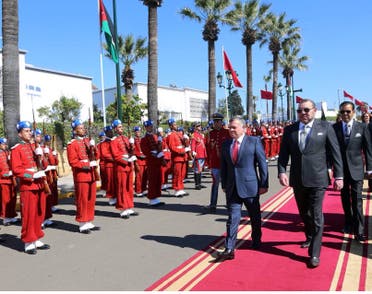 King Abdulllah (L) and King Mohammed VI Jordan Morocco (R) arrive to a formal reception in Casablanca. (Al Arabiya.net)