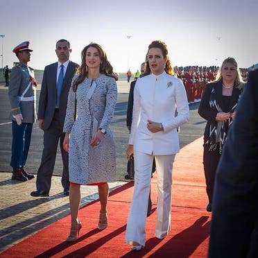 Queen Jordan walks with Princess Lalla Salma or Morocco in Casablanca. (Al Arabiya.net)