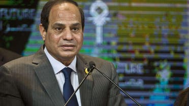 Egyptian President Abdel-Fattah al-Sisi gives a speech at the end of the Egypt economic development conference at the congress hall in the Red Sea resort of Sharm el-Sheikh on March 15, 2015. AFP