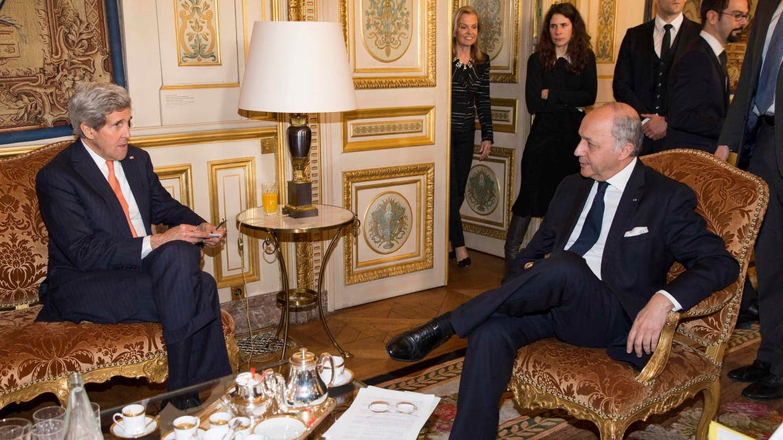 U.S. Secretary of State John Kerry (L) meets France's Foreign Minister Laurent Fabius in Paris March 7, 2015. (Reuters)