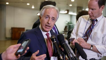 In this Feb. 10, 2015 file photo, Senate Foreign Relations Committee Chairman Sen. Bob Corker, R-Tenn. speaks to reporters on Capitol Hill in Washington. AP