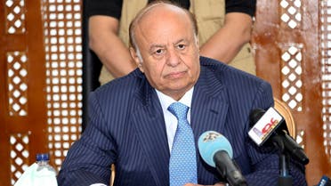 Yemen's President Abd-Rabbu Mansour Hadi looks on during a meeting with tribal leaders in the southern port city of Aden March 3, 2015. (AFP)