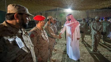 Saudi Defense Minister Prince Mohammed bin Salman bin Abdulaziz inspecting Saudi army units in the Southern Region. (SPA)