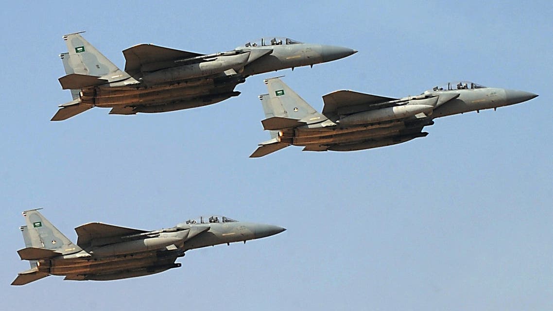 jet fighters of the Saudi Royal air force performing during the graduation ceremony of the 83rd batch of King Faisal Air Academy (KFAA) students at the Riyadh military airport, in the Saudi capital. (AFP)