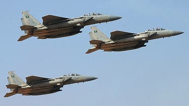 jet fighters of the Saudi Royal air force performing during the graduation ceremony of the 83rd batch of King Faisal Air Academy (KFAA) students at the Riyadh military airport, in the Saudi capital. (AFP)