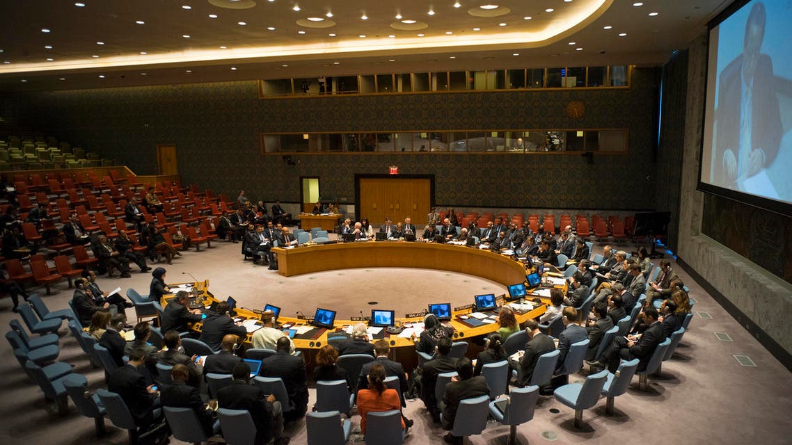The United Nations Security Council meets to discuss the situation in the Middle East at UN headquarters, Sunday, March 22, 2015. (AP