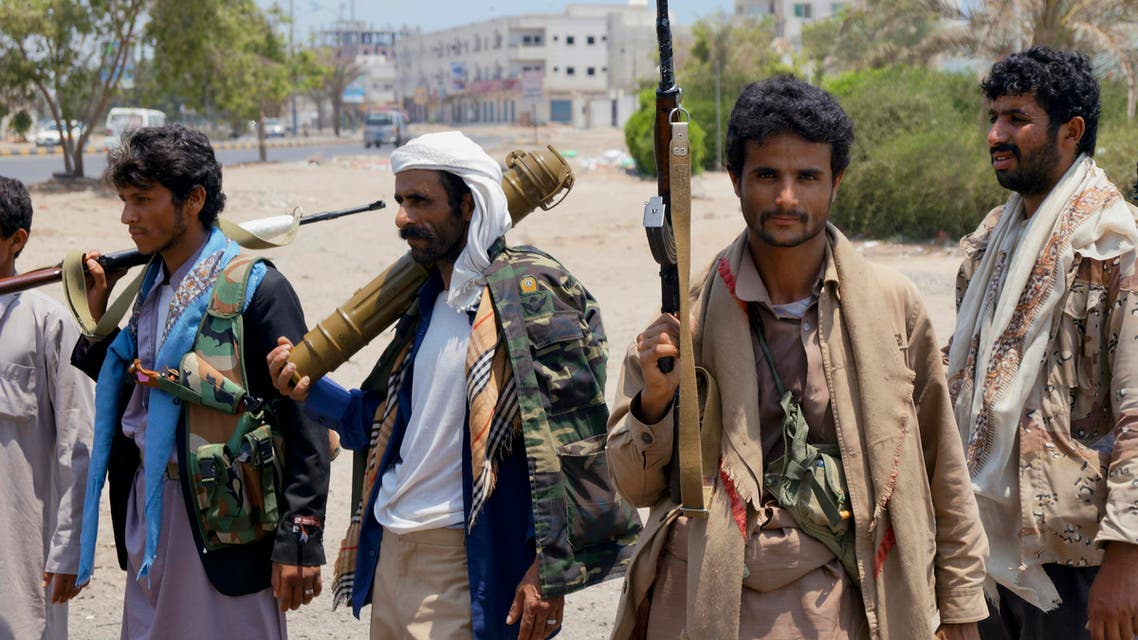 Shiite fighters known as Houthi gather at a street in Aden, Yemen, Thursday, April 2, 2015 (AP)