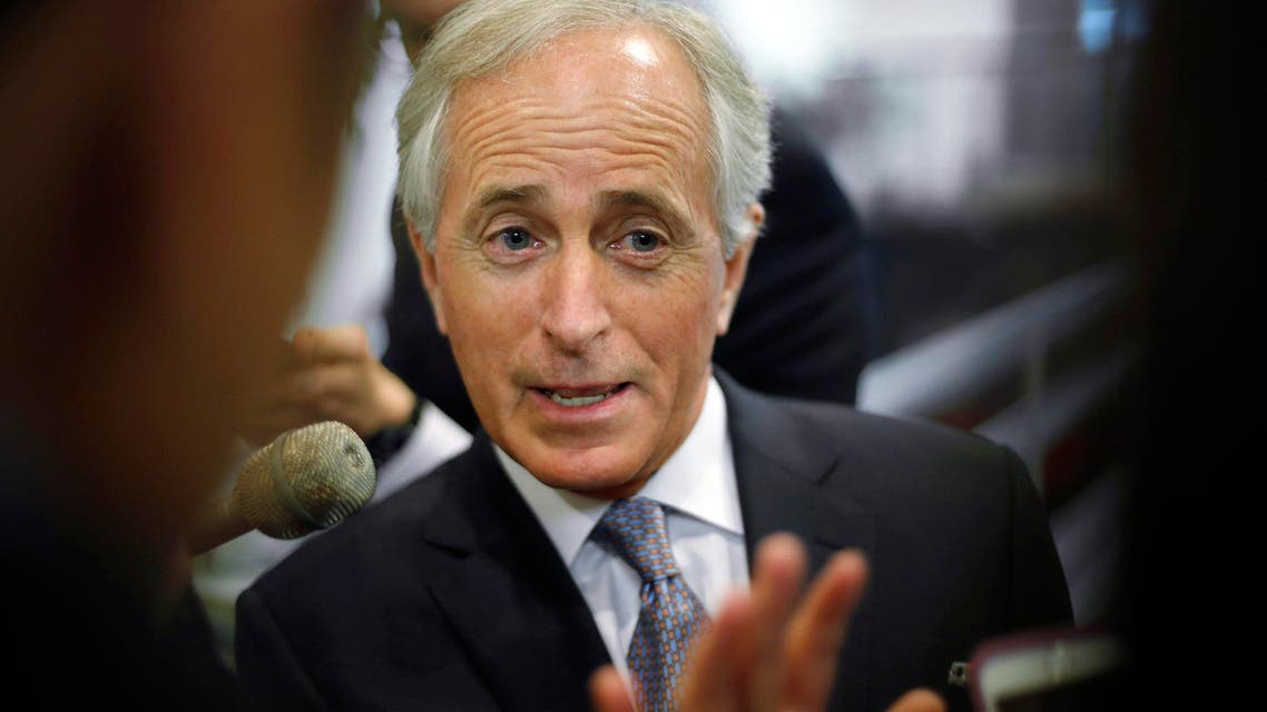 Corker talks to reporters as he arrives for the weekly Republican caucus policy luncheons at the U.S. Capitol in Washington. Reuters