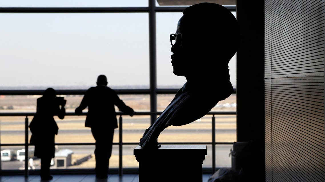 A bust of the former African National Congress (ANC) president, the late Mr Oliver Reginald Tambo placed at OR Tambo International airport in Johannesburg, South Africa, Monday, Aug. 25, 2014. AP