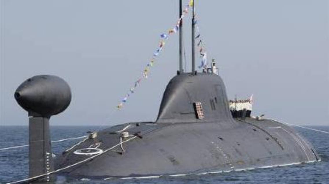 Russian seamen line up on an unidentified submarine during a military parade training in Vladivostok in this July 25, 2008 file photo. (Reuters)